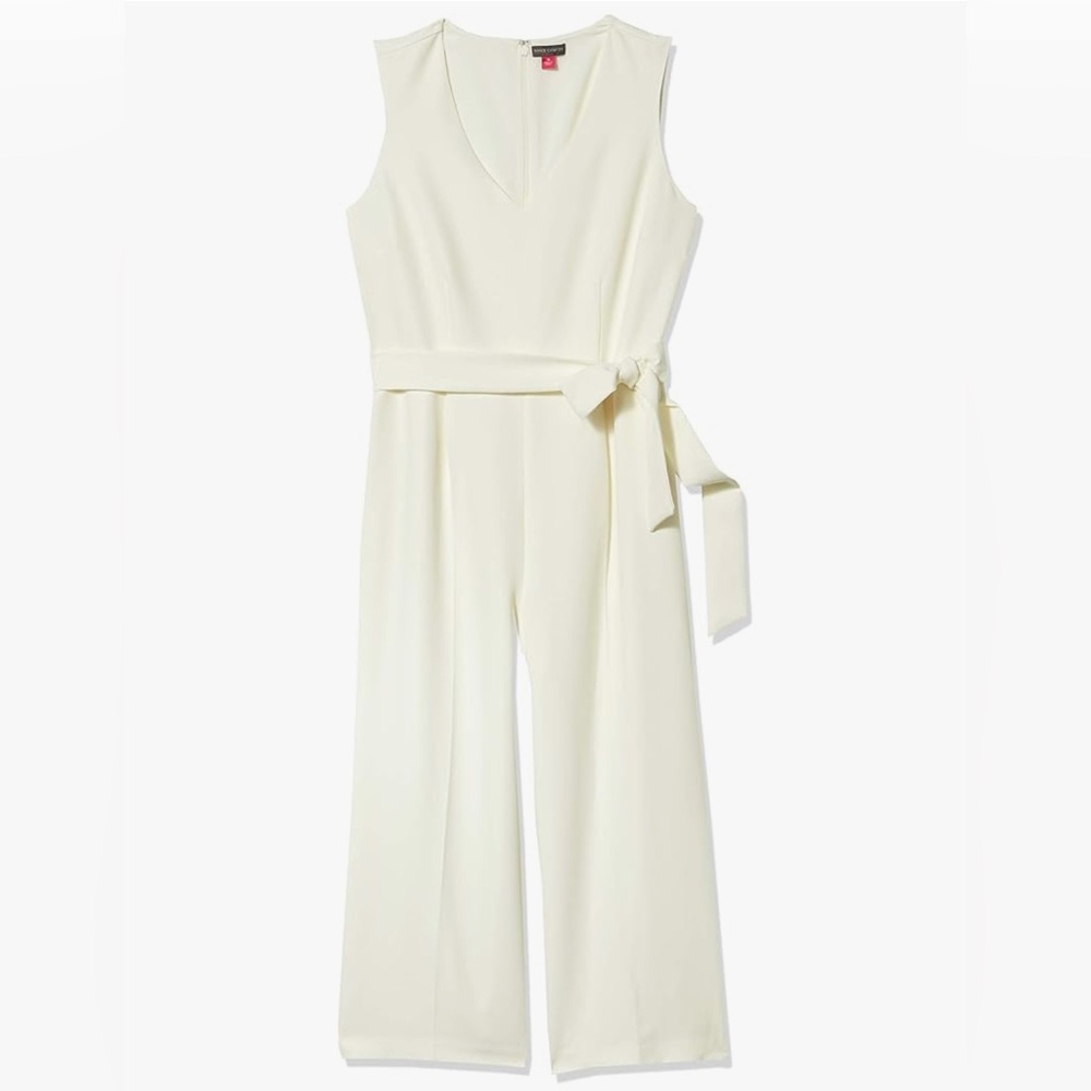 Vince Camuto Ivory Sleeveless Jumpsuit